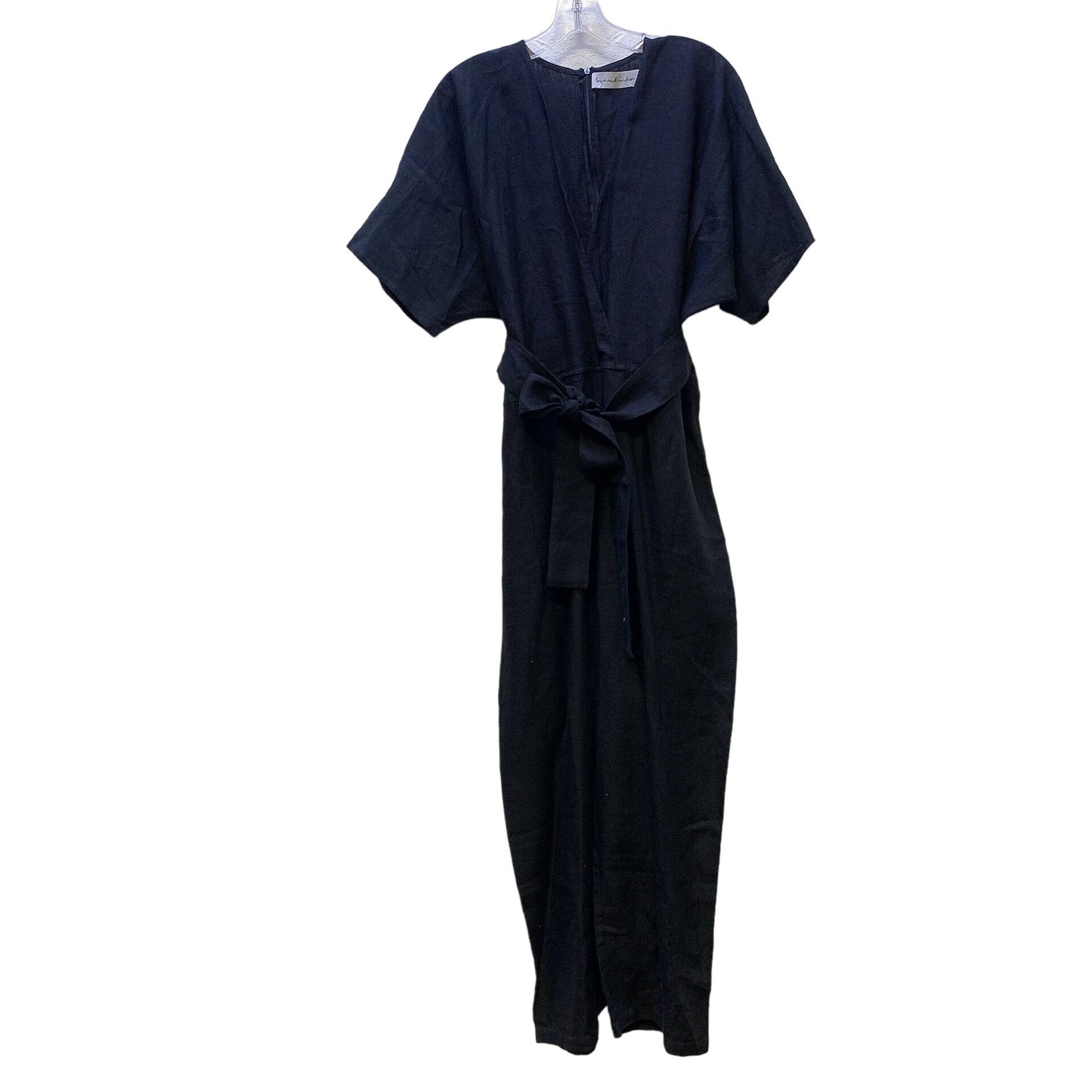 Love and Confuse Black Linen Jumpsuit // Romper L