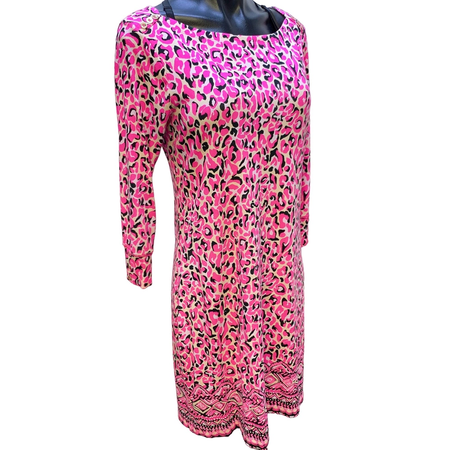 *Lily Pulitzer Pink & Black Animal Print Dress Medium