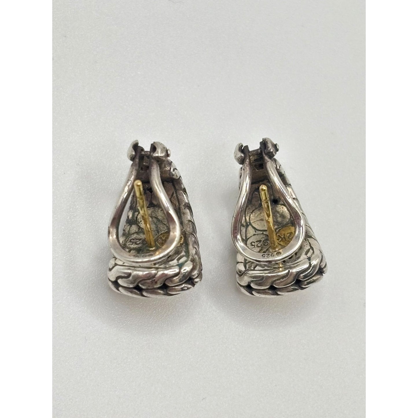 John Hardy 22K & Sterling Silver Braided Clip-On Earrings