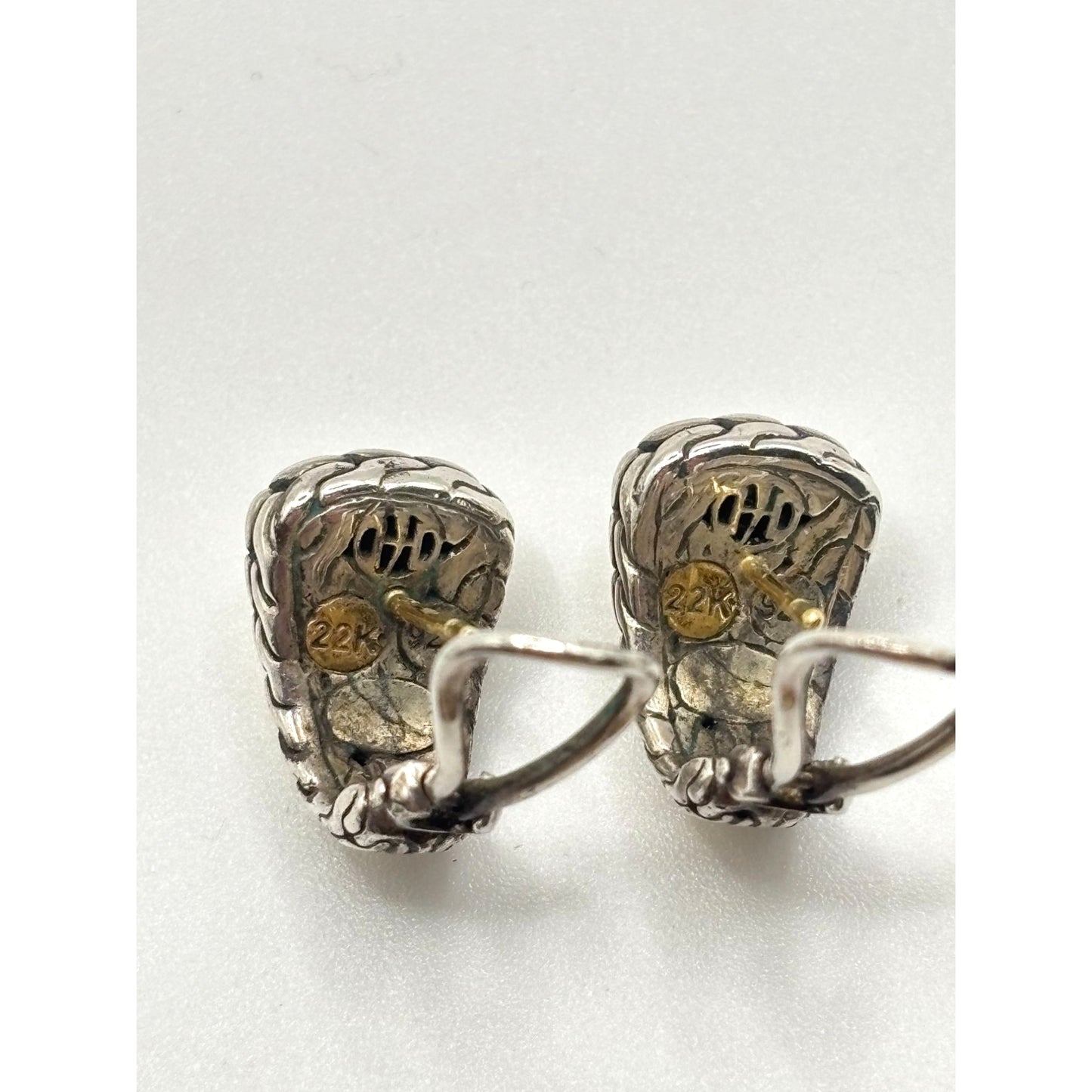 John Hardy 22K & Sterling Silver Braided Clip-On Earrings