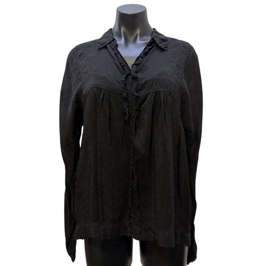 Johnny Was Black Button-Front Blouse M
