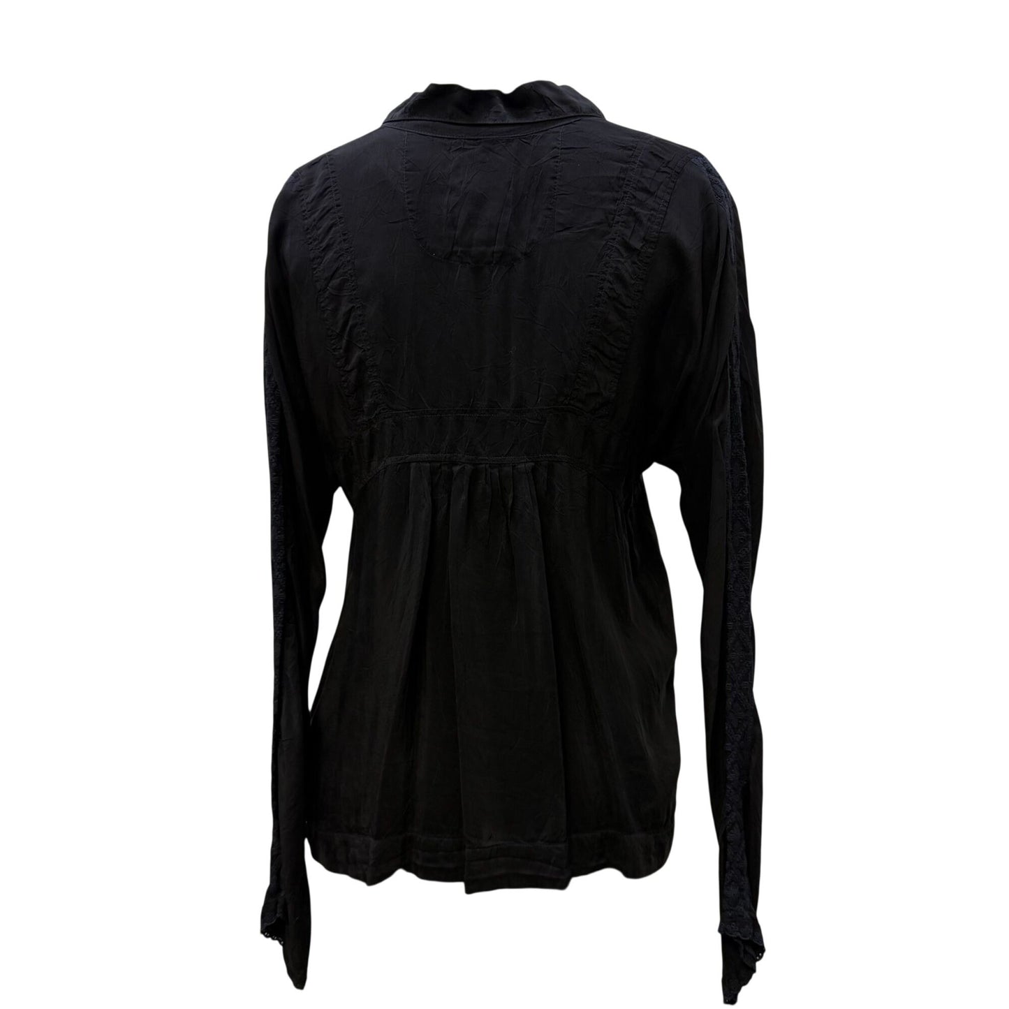 Johnny Was Black Button-Front Blouse M