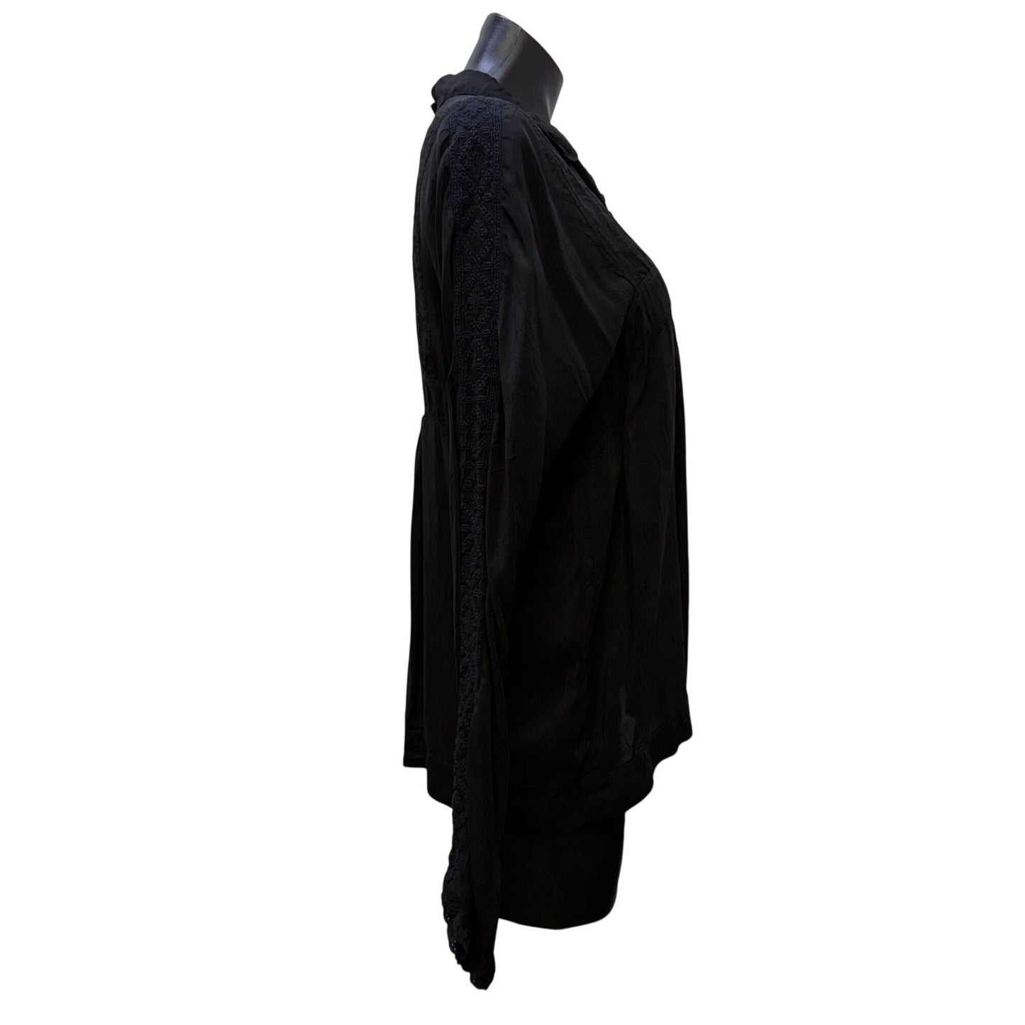 Johnny Was Black Button-Front Blouse M