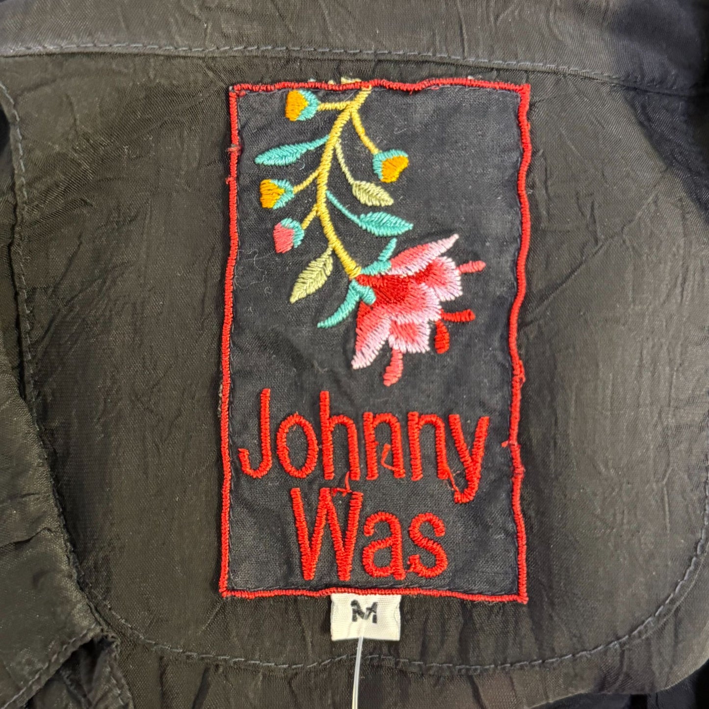 Johnny Was Black Button-Front Blouse M