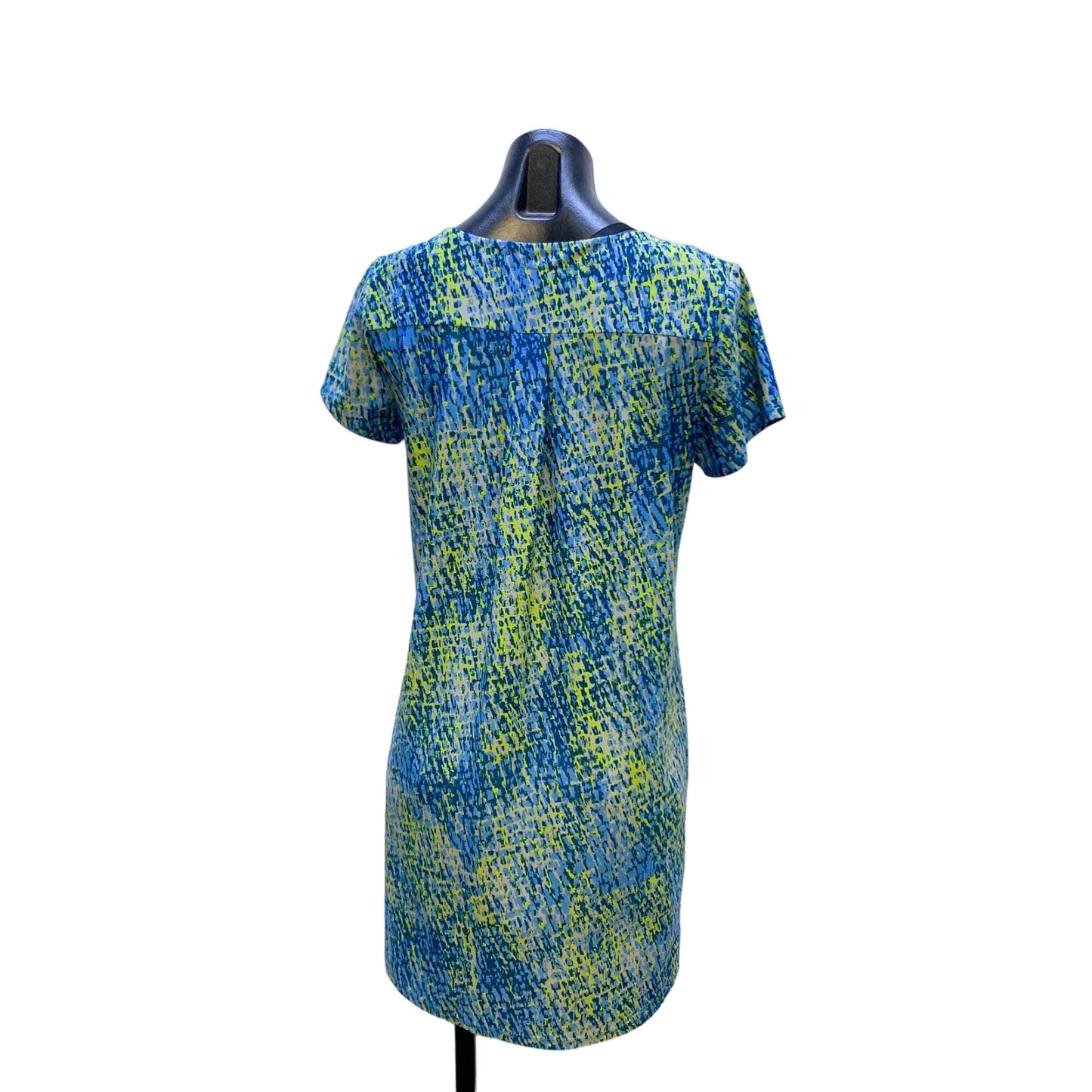 Jude Connally Blue/Green Abstract Print Short-Sleeve Dress Size S