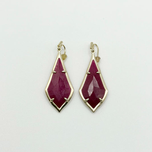 Kendra Scott Olivia Maroon Jade Gold-Tone Dangle Drop Earrings