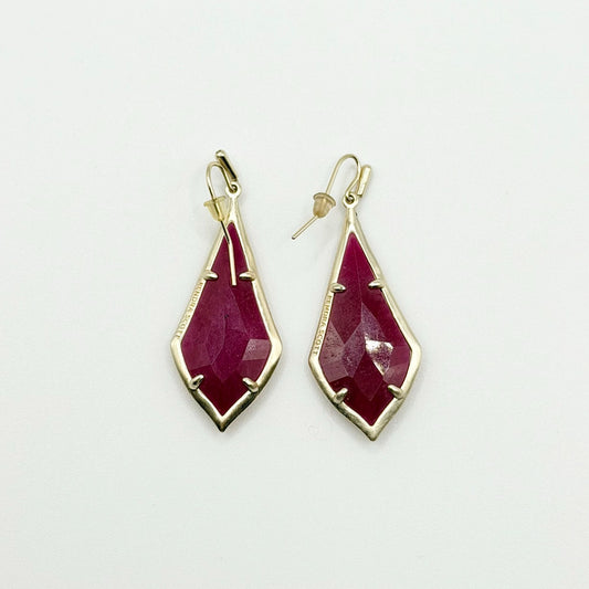 Kendra Scott Olivia Maroon Jade Gold-Tone Dangle Drop Earrings