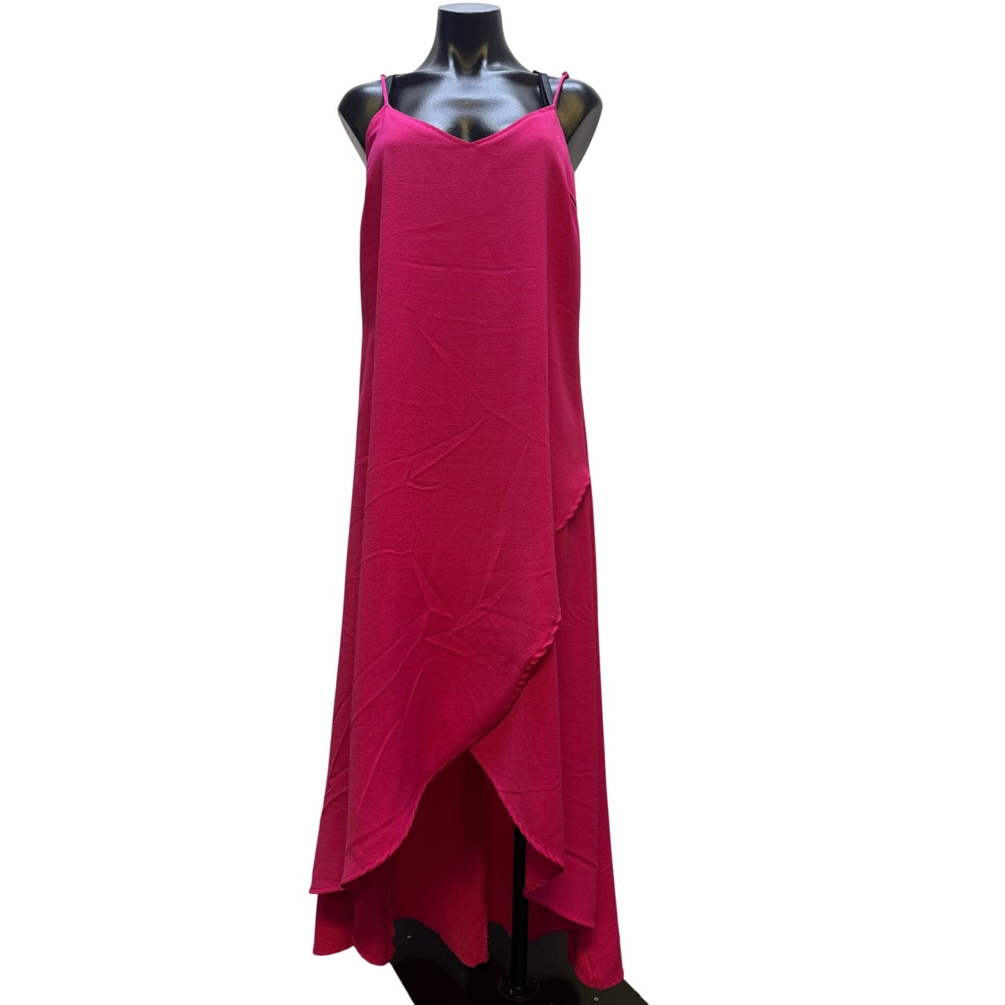 NWT Lulu's Hilo Pink Asymmetrical Slip Dress Adjustable Straps Small