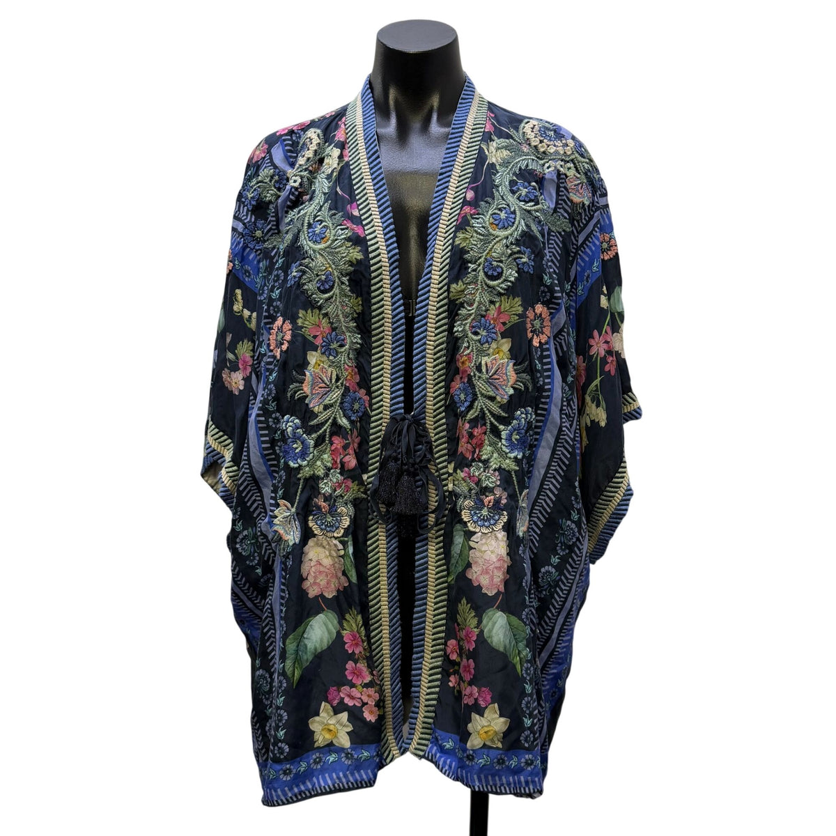 Johnny Was Floral Embroidered Kimono Cardigan Multi-Color S