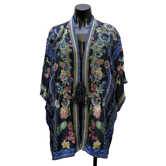 Johnny Was Floral Embroidered Kimono Cardigan Multi-Color S