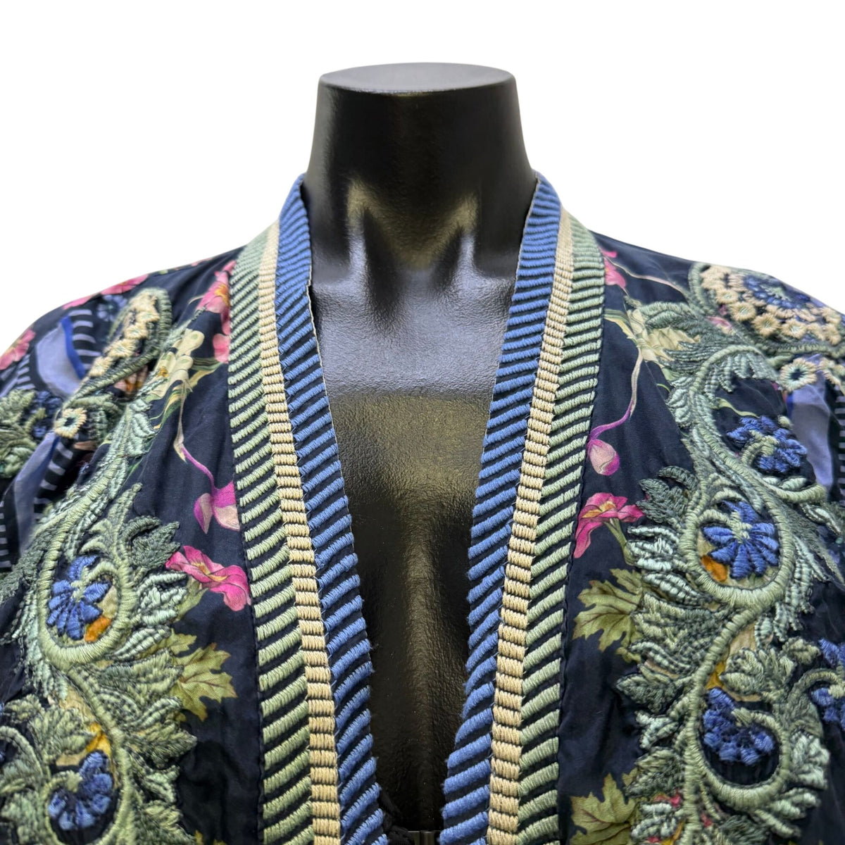 Johnny Was Floral Embroidered Kimono Cardigan Multi-Color S