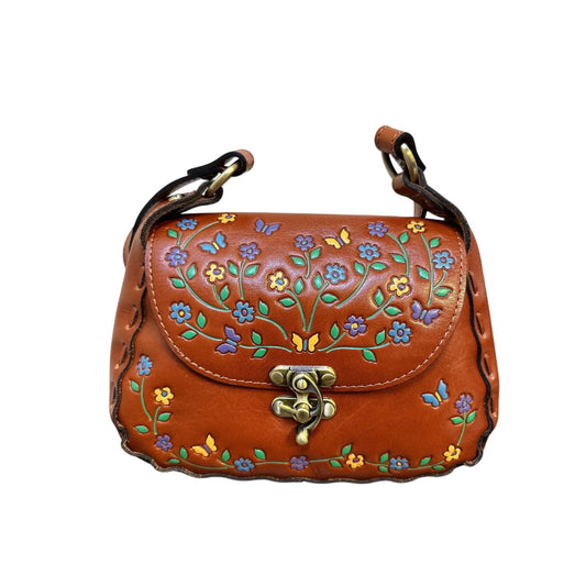 Patricia Nash Hand-painted Embossed Leather Shoulder Bag Size Small