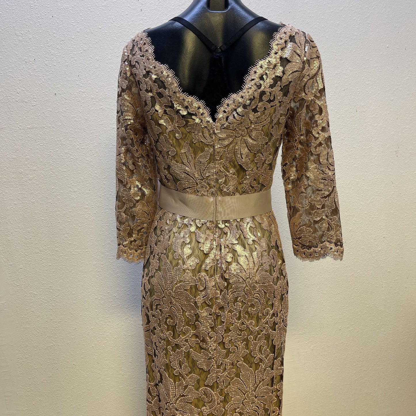 Tadashi Shoji Women's Lace Gown With Ribbon Belt Size 6