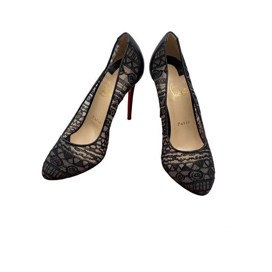 Christian Louboutin Black Dentelle Dorissima Lace Heeled Shoe Size 7/37.5