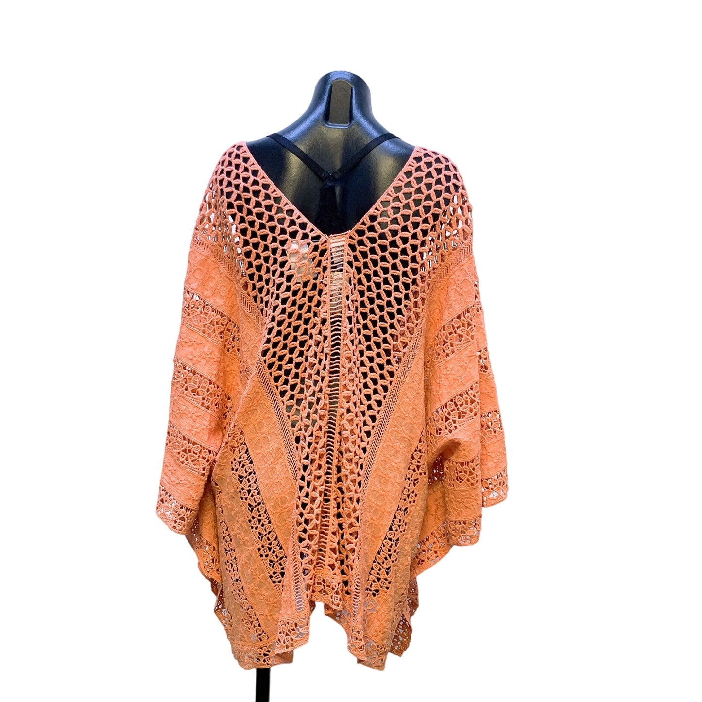 NWT XCVI Coral Crochet Poncho Topper M-L 100% Cotton