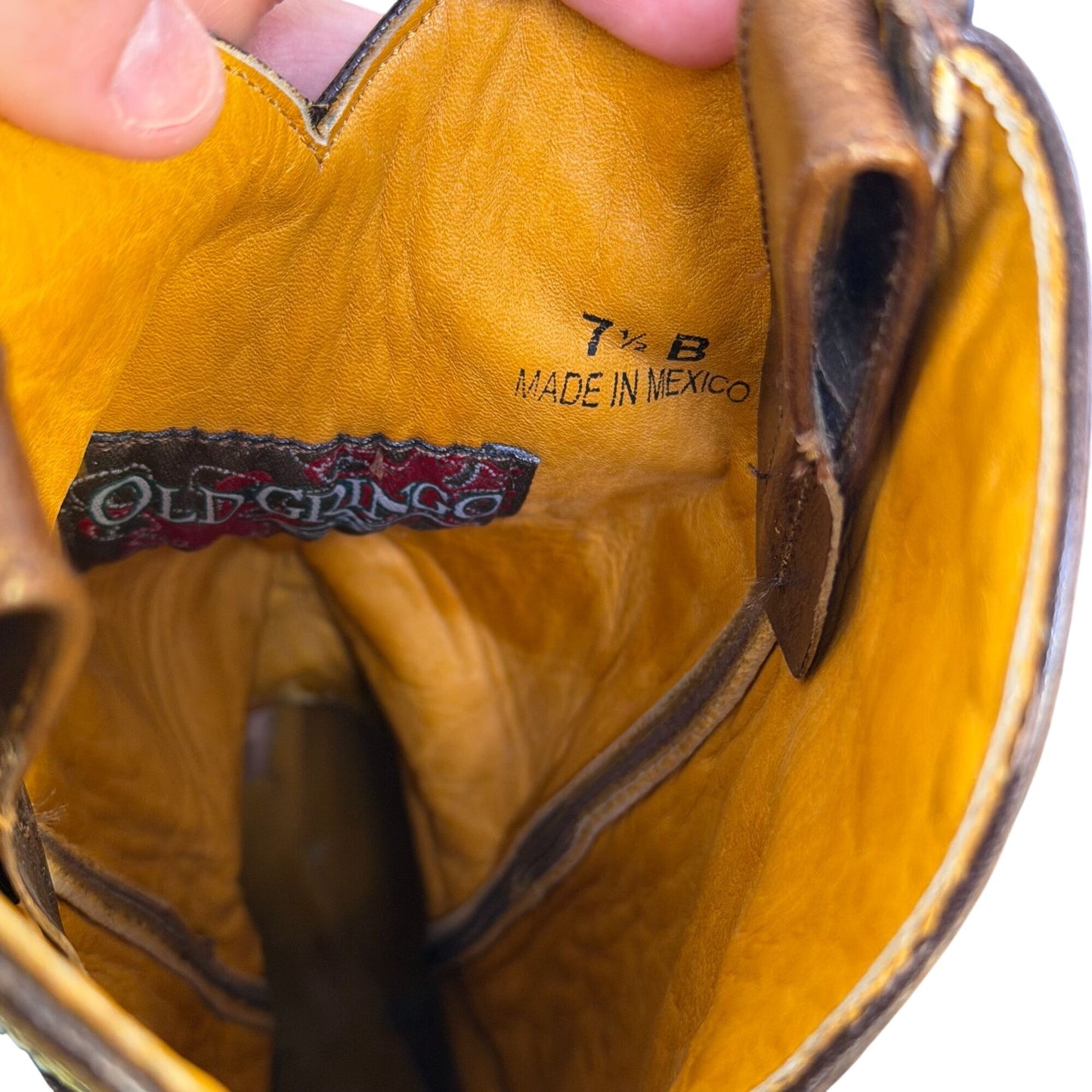 Old Gringo Brown Floral Embroidered Cowboy Boots Leather 7.5
