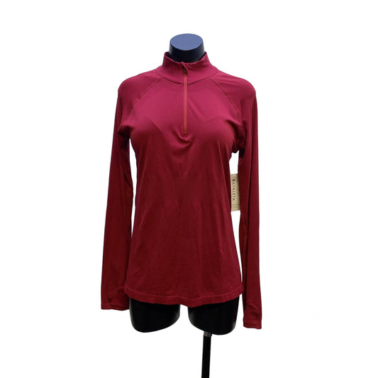 NWT Athleta Women's Maroon Long Sleeve Performance Half-Zip Pullover Top Size M