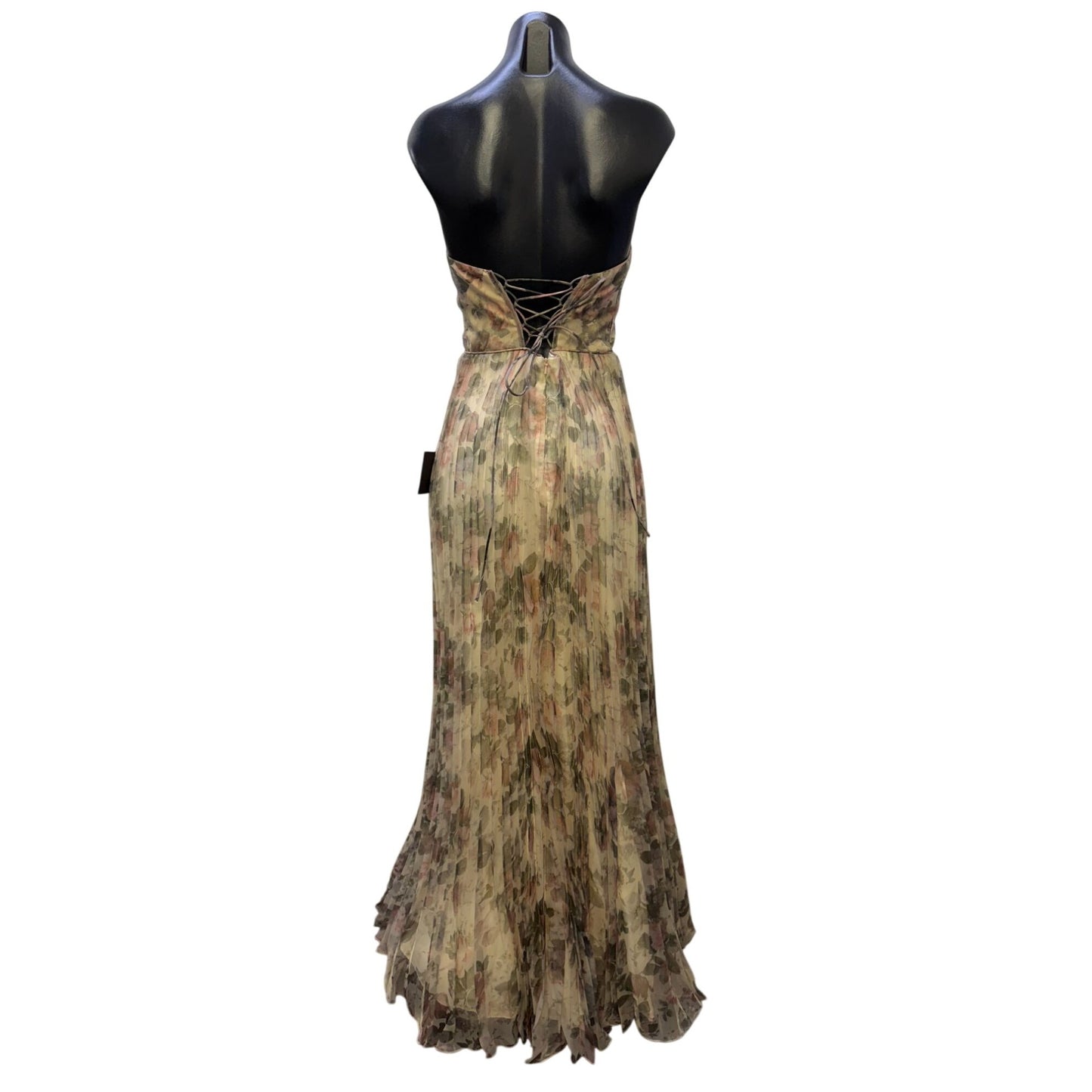 NWT Lulus Strapless Floral Maxi Dress Cream Pink Green Size 4
