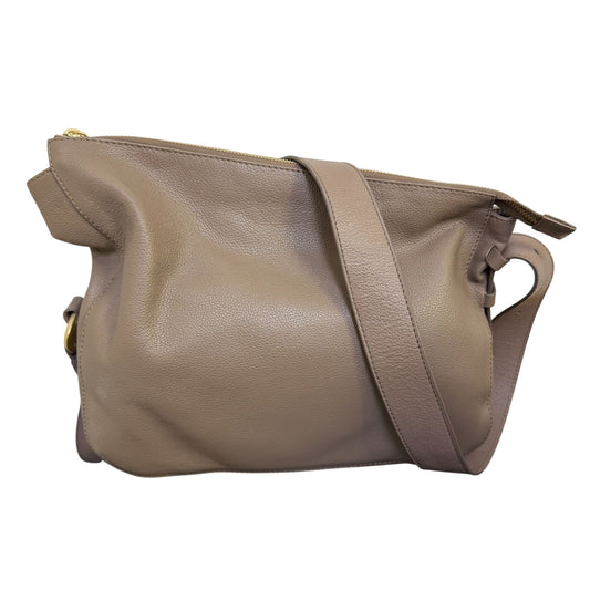 Antonio Melani Brown Leather Shoulder Bag With Adjustable Strap