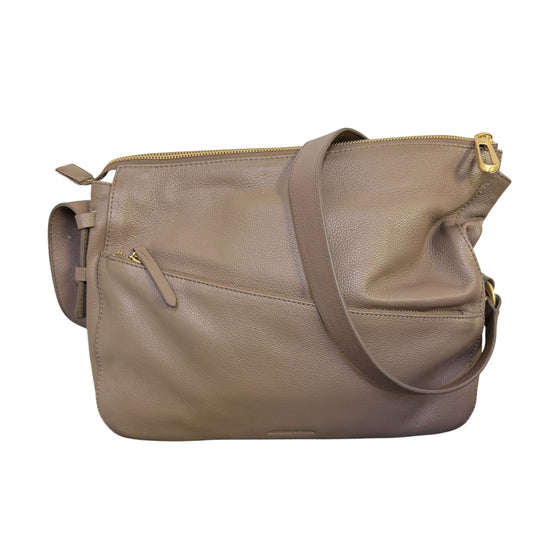 Antonio Melani Brown Leather Shoulder Bag With Adjustable Strap