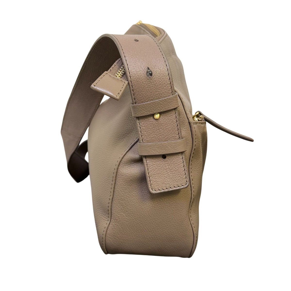 Antonio Melani Brown Leather Shoulder Bag With Adjustable Strap