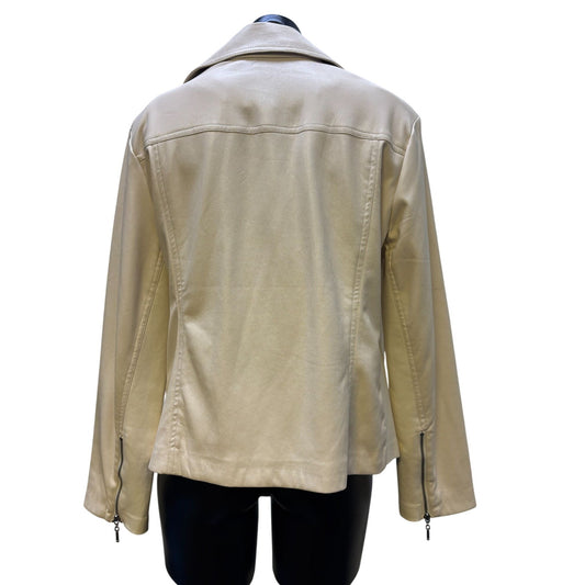 Chicos Cream Moto Jacket Faux Leather L