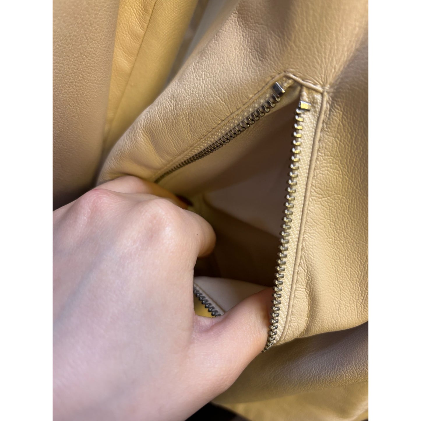 Chicos Cream Moto Jacket Faux Leather L