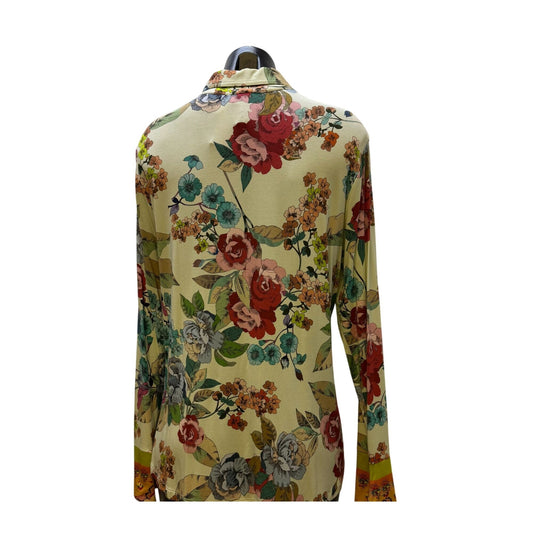 NWT Johnny Was Multi-Color Button-Up Blouse With Floral Print Long Sleeves Size M