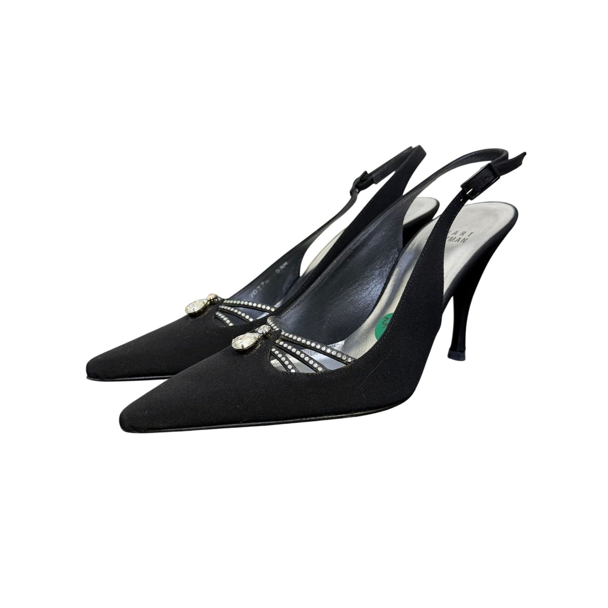 Stuart Weitzman Oracle Black Peau Slingback Heels 5.5