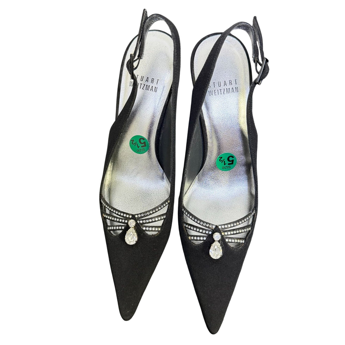 Stuart Weitzman Oracle Black Peau Slingback Heels 5.5