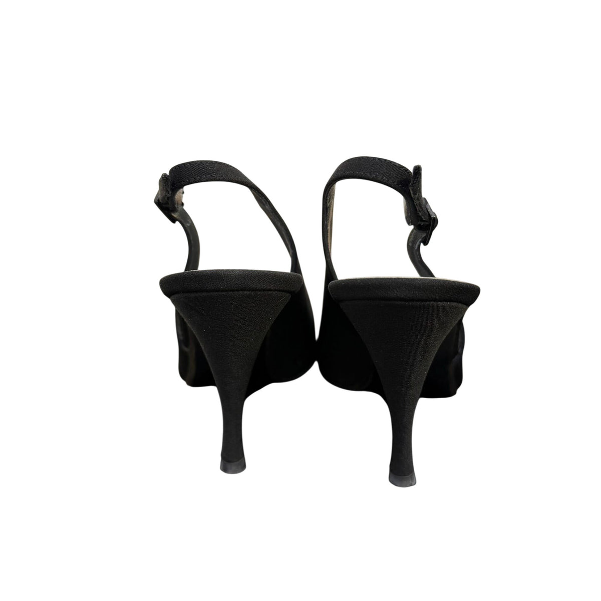 Stuart Weitzman Oracle Black Peau Slingback Heels 5.5