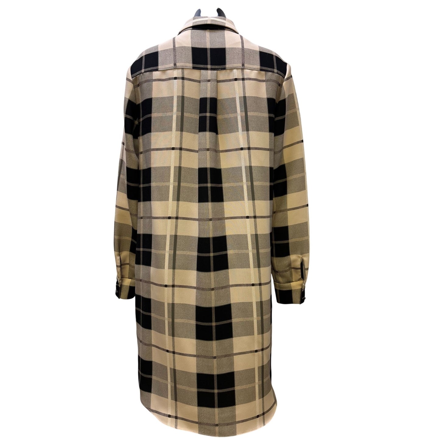 Kate Spade New York Plaid Shirt Dress Beige & Black Bow Detail Size 10