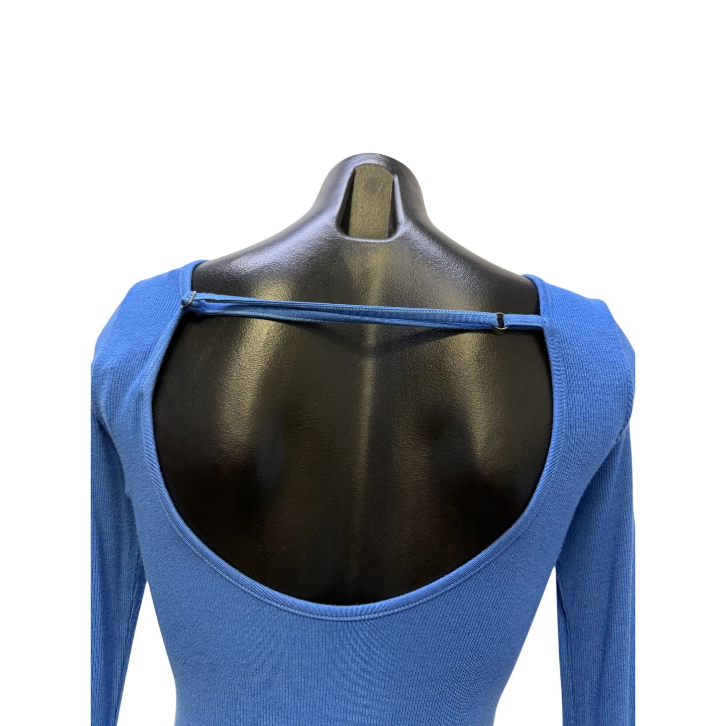 Enza Costa Blue Long Sleeve Open Back Bodycon Midi Dress S