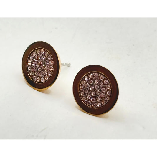 Michael Kors Gold-Tone & Crystal Pave Circle Stud Earrings
