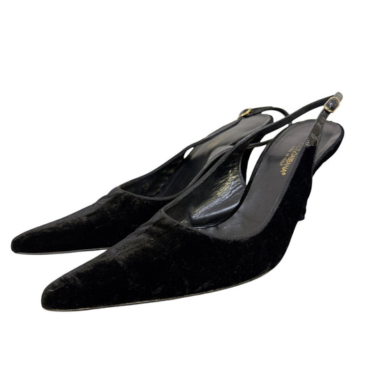 Dolce & Gabbana Black Velvet Slingback Heels Size 8.5/39