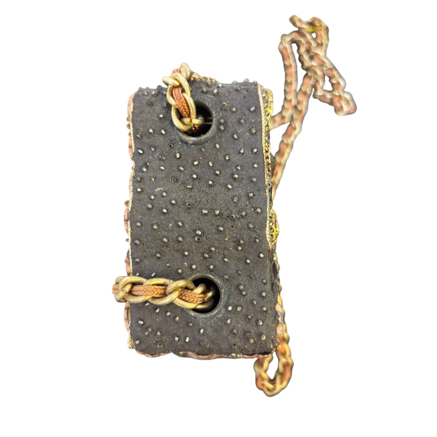 Mary Frances Shoe Purse With Chain Strap Bronze & Gold Embellishments