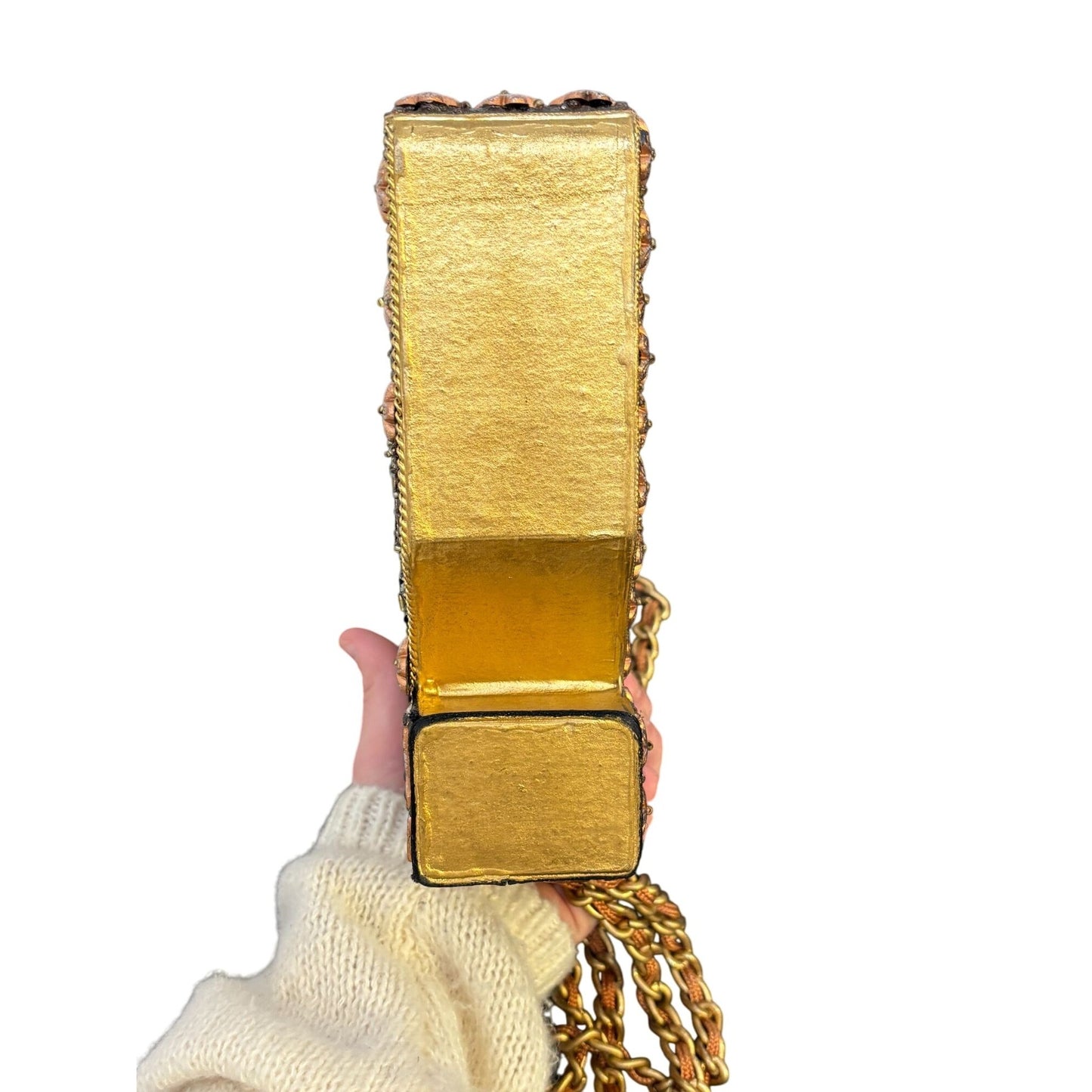 Mary Frances Shoe Purse With Chain Strap Bronze & Gold Embellishments