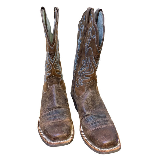 *Ariat Brown & Turquoise Western Boots Size 8