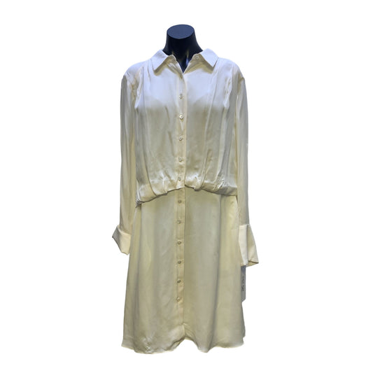 Per Se Women's Porcelain Button-Up Long Sleeve Shirt Silk Dress Size 14