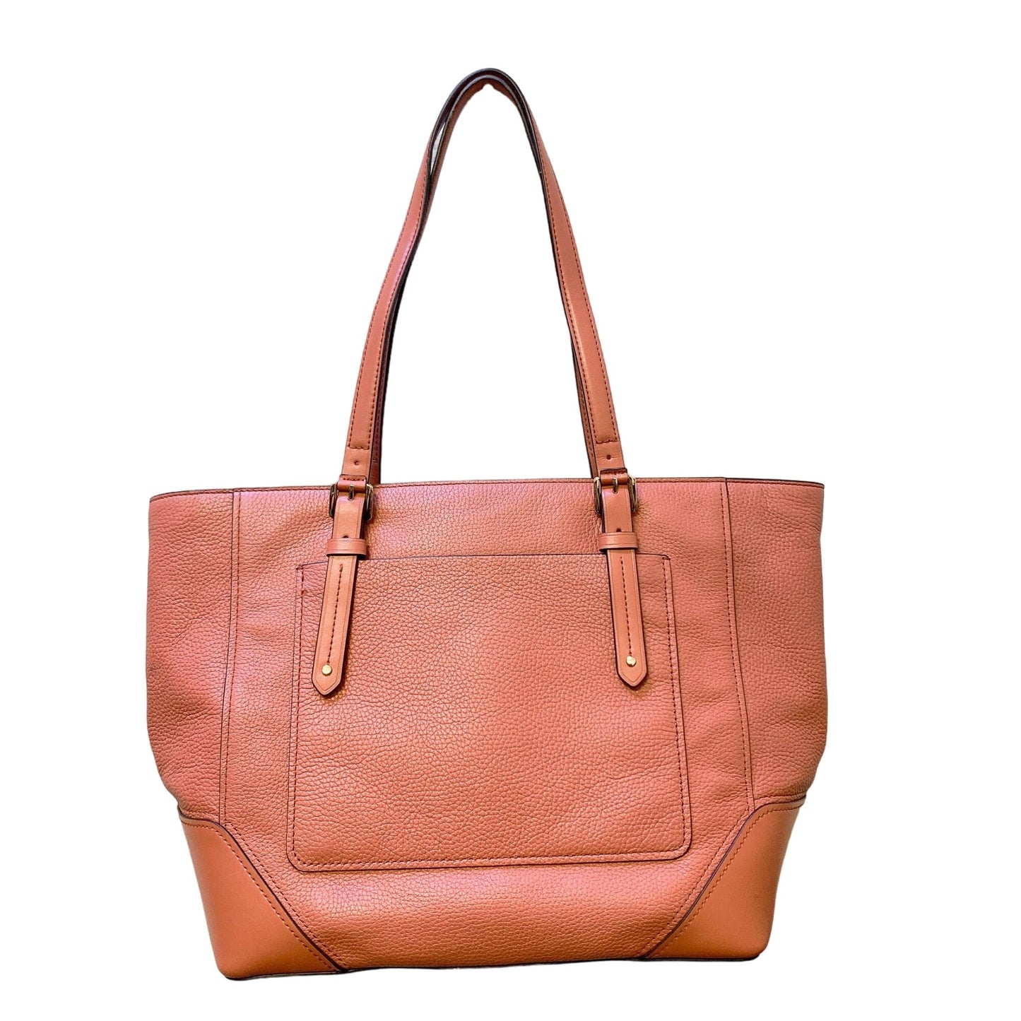 Michael Kors Large Coral Leather Tote Bag With Gold Hardware & Multiple Pockets