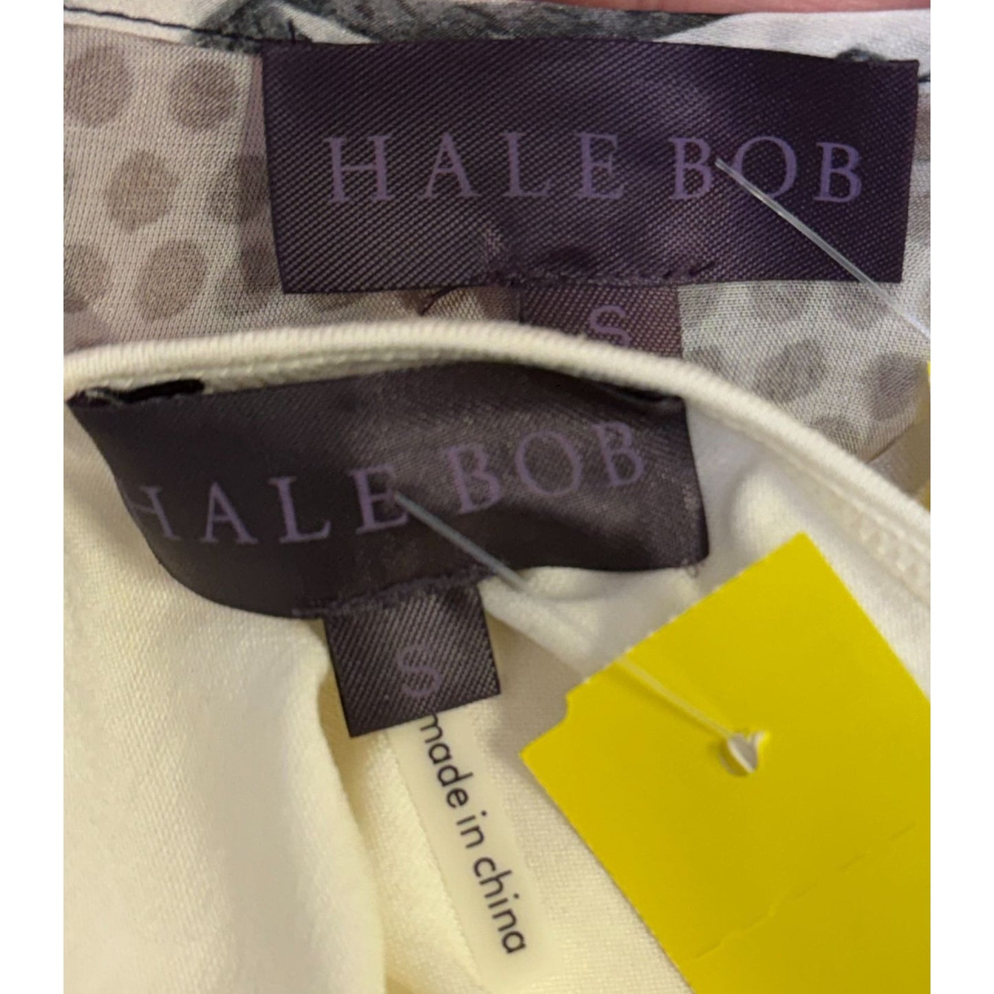Hale Bob Blouse With Floral Print & Cami Layer Black White S