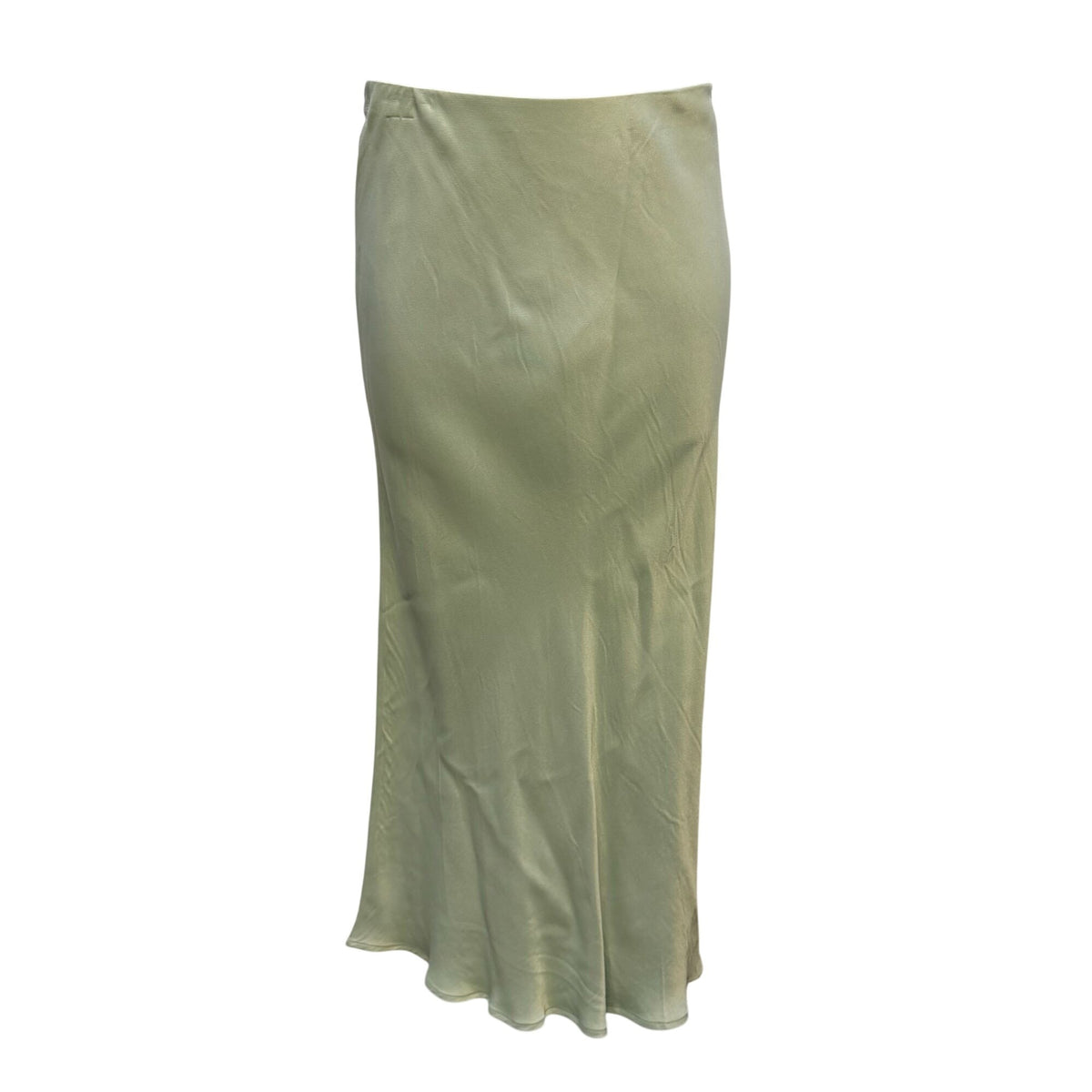 By Anthropologie Mint Green Satin Midi Skirt S