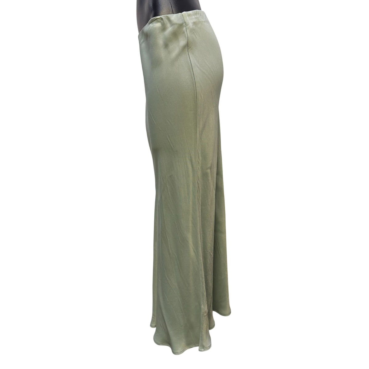 By Anthropologie Mint Green Satin Midi Skirt S