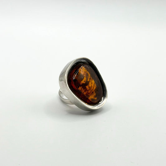 925 Sterling Silver Adjustable Baltic Amber Ring