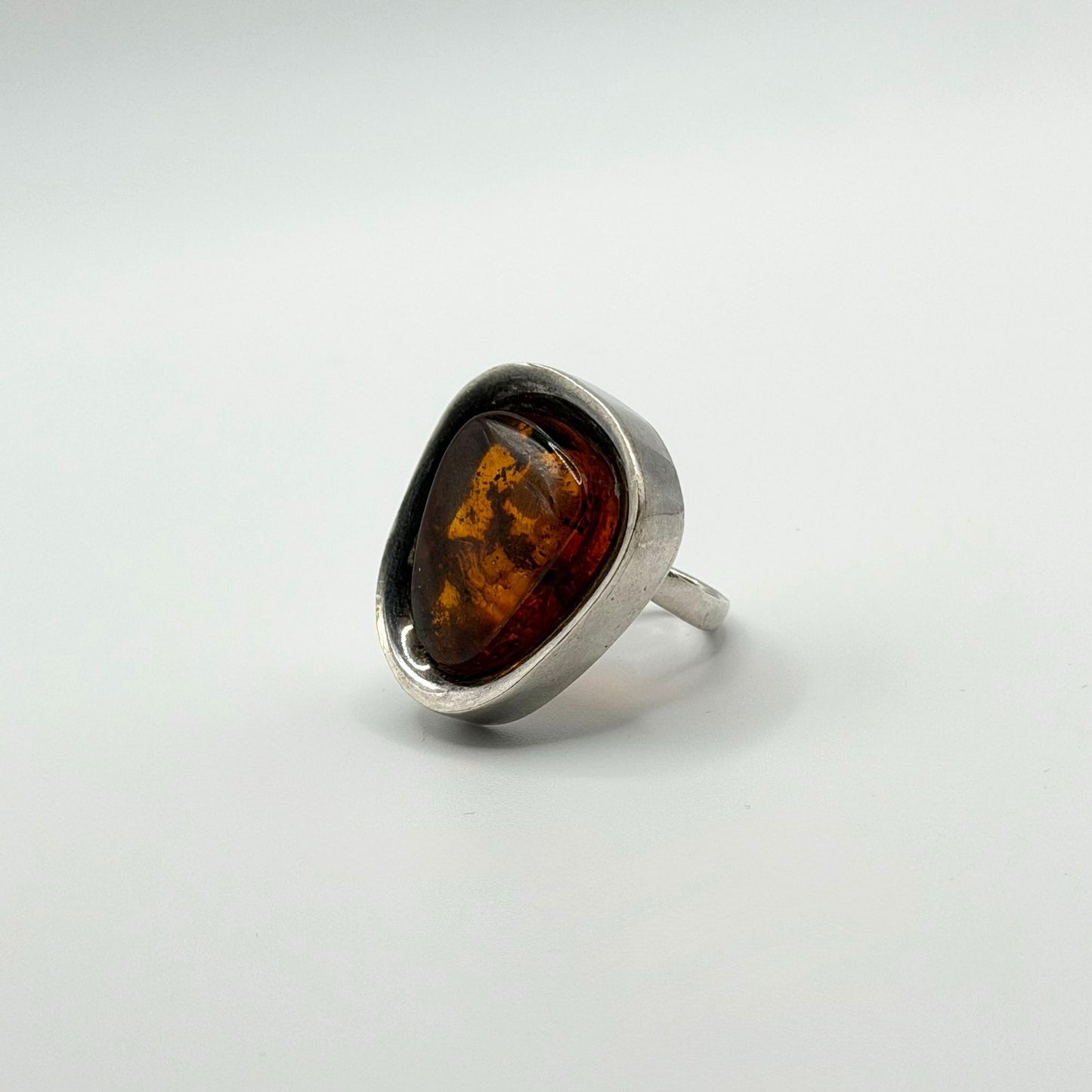 925 Sterling Silver Adjustable Baltic Amber Ring