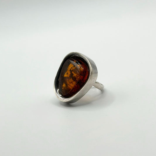 925 Sterling Silver Adjustable Baltic Amber Ring