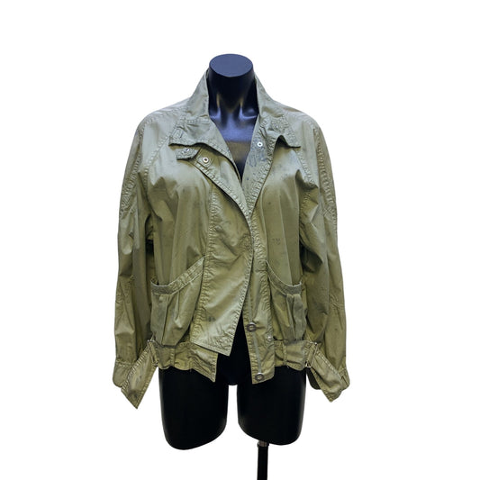 Free People Olive Green Utility Jacket With Pockets Button & Snap Closure XS