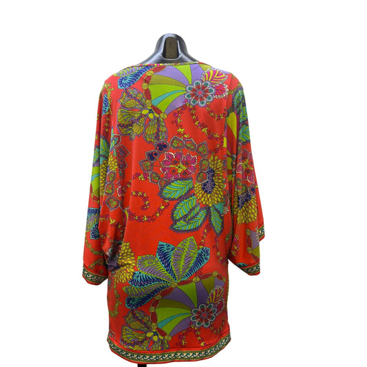 Trina Turk  Floral Print Tunic Blouse Orange Multi XS