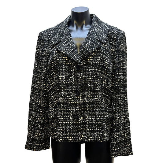 Lafayette 148 New York Black & White Tweed Jacket Size 14