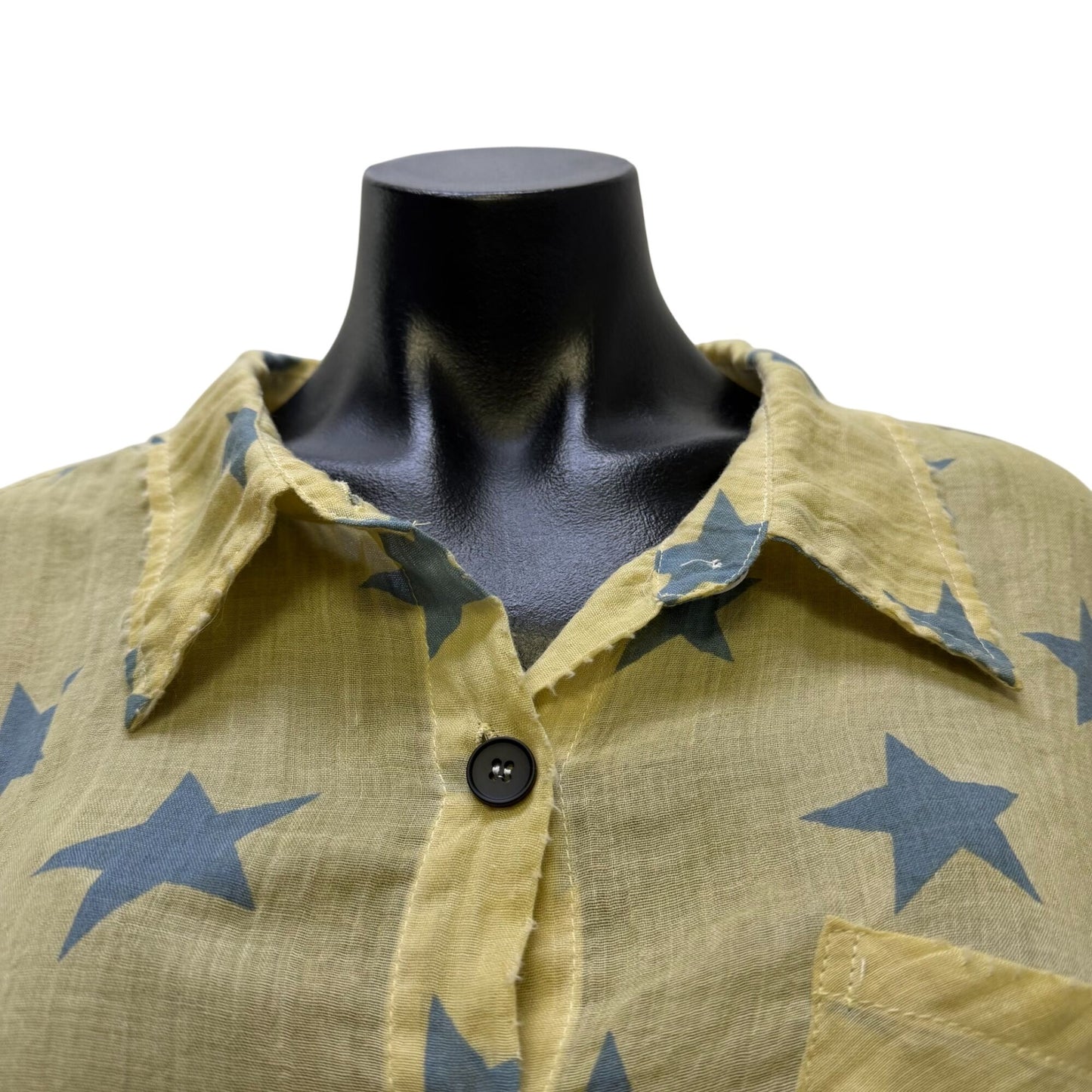 Jaded Gypsy Beige & Blue Star Print Oversized Blouse S/M